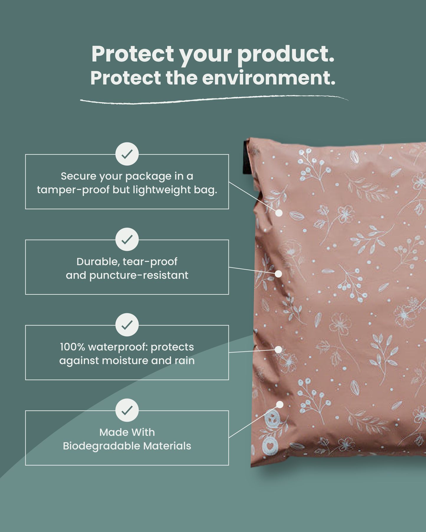 Floral 2D Chestnut Biodegradable Mailers 14.5" x 19"